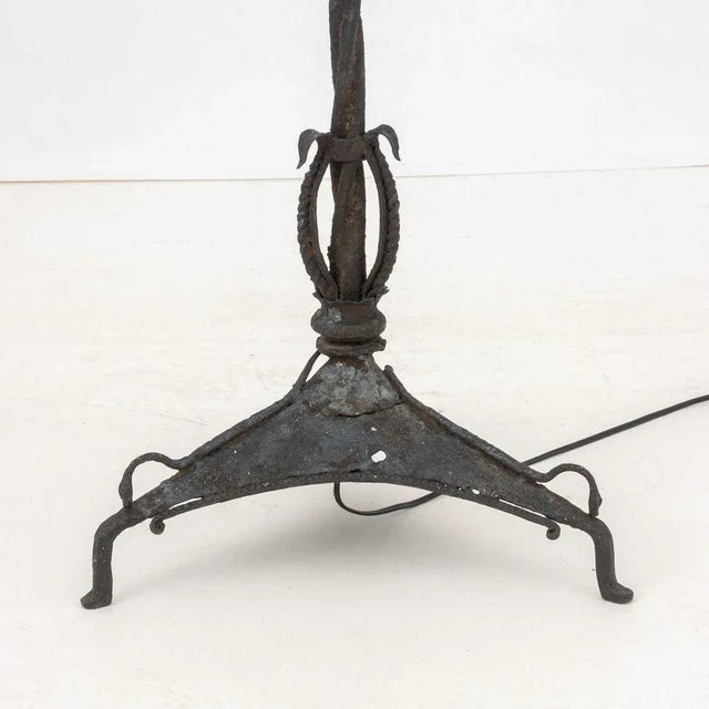 Edgar Brandt Edgar Brandt Style Wrought Iron Floor Lamp For Sale - Image 4 of 5