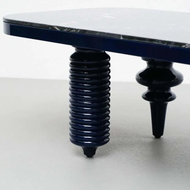Stone Jaime Hayon Black and Blue Marble Multileg Low Table attributed to Bd Barcelona For Sale - Image 7 of 13