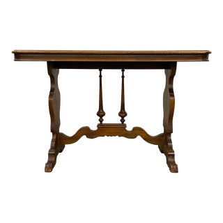 Vintage Pedestal Trestle Safe Table Console Table Writing Desk For Sale