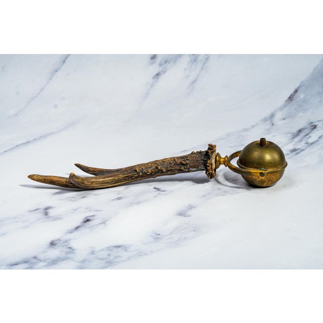 Amazing Antique Antler Brass Gimbel Cigar Lighter Tobacciana Rustic Home Decor Display Prop For Sale - Image 9 of 11