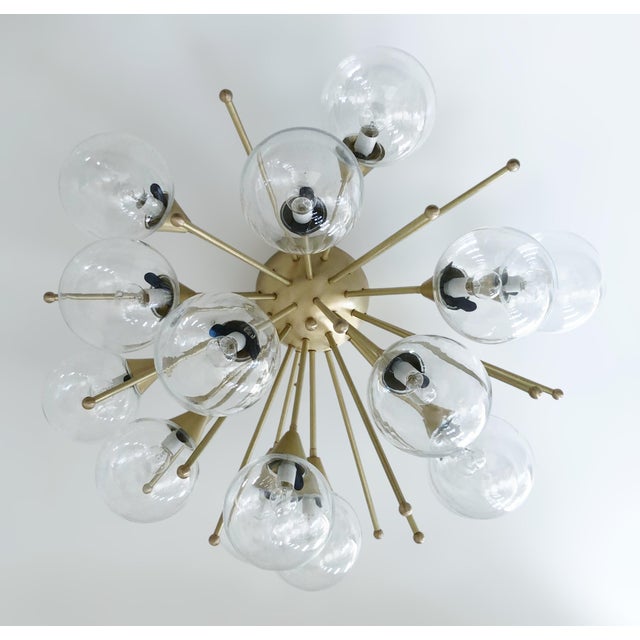 Fabio Ltd 21st Century Mezzo Satin Brass Clear Murano Flush Mount by Fabio LTD For Sale - Image 4 of 7