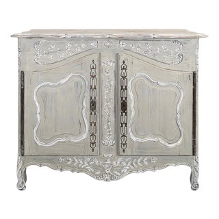 Provençal Louis Xv Style Buffet, Richly Carved and Patinated Grey For Sale