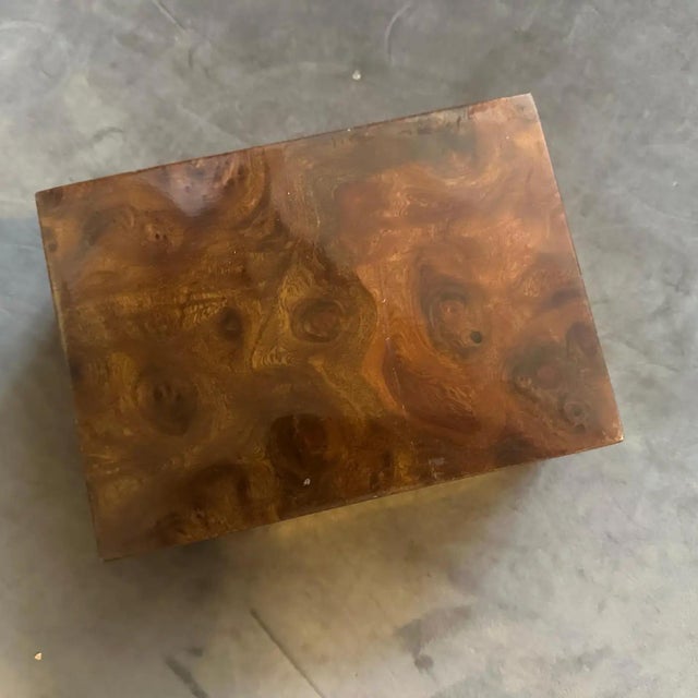 Mid-Century Modern 1970s Mid-Century Modern Walnut Root and Gilt Metal Italian Luxury Box For Sale - Image 3 of 10