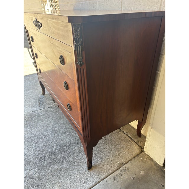 Brown Antique French Empire Style Mahogany Chest of Drawers With Ornate Brass Hardware For Sale - Image 8 of 12