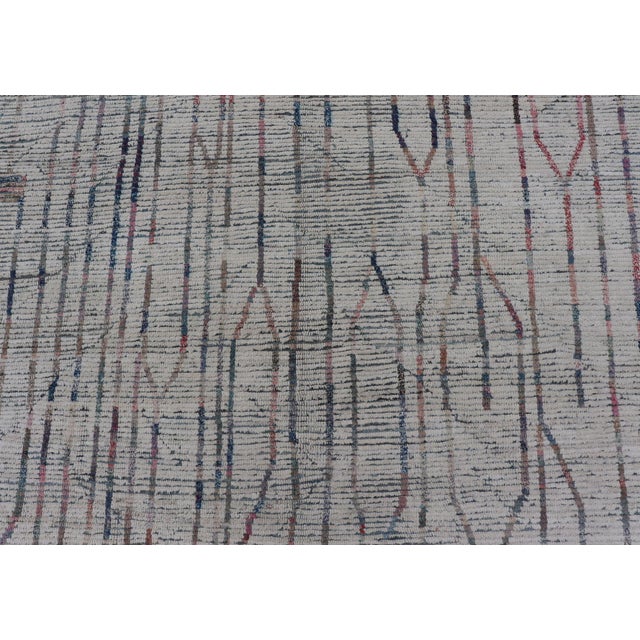 Modern Afghanistan Rug in Neutral Tones With Subdued Design With Pops of Color For Sale - Image 9 of 10