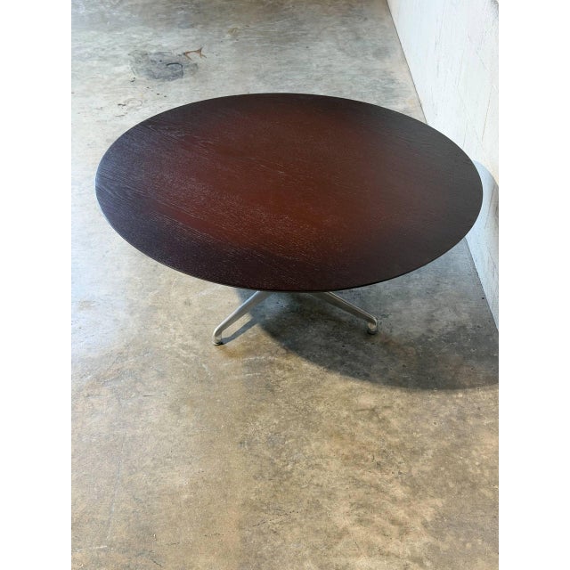 Wood Dark Teak Round Adjustable Height Coffee to Dining Table Vintage Mid-Century Modern 1970s For Sale - Image 7 of 11