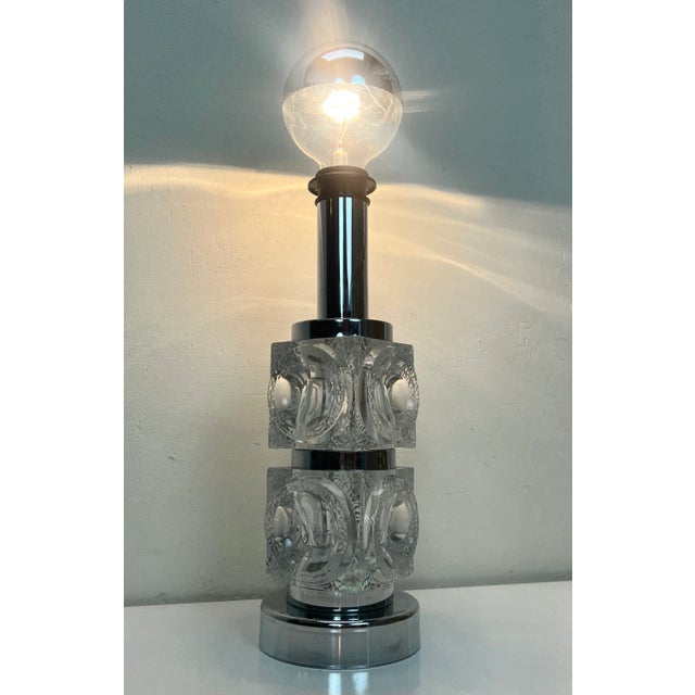 Ice Glass Cube Table Lamp from Peill & Putzler, 1970s For Sale - Image 4 of 11