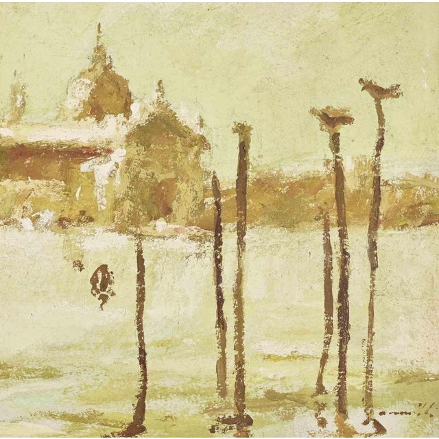 Modern Franco Marzilli, View of Venice, Oil Painting, 1970s For Sale - Image 3 of 5