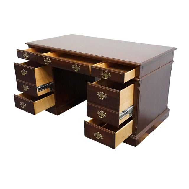 Pennsylvania House Solid Cherry Traditional Style 54" Double Pedestal Office Writing Desk 12-1303 For Sale In Kansas City - Image 6 of 13
