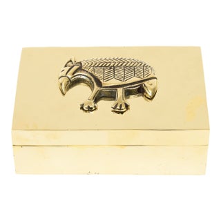 Vintage Restored Brass Armadillo Box, 1970's For Sale