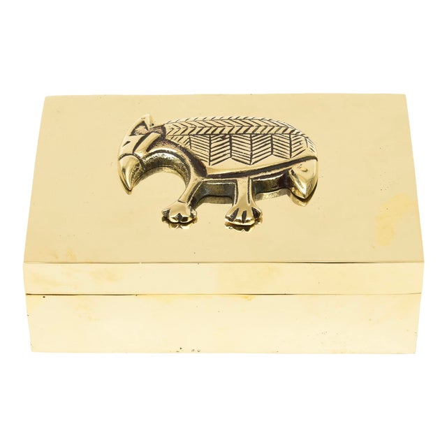 Vintage Restored Brass Armadillo Box, 1970's For Sale