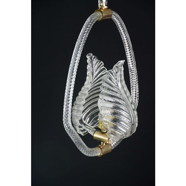 1940s Elgant Transparent Art Decò Barovier E Toso Pendant Light Murano Glass For Sale - Image 9 of 12