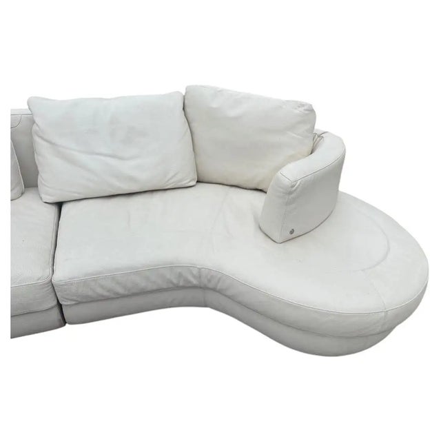 Italian Natuzzi Rondo Curved Modular Italian Leather Sectional Sofa For Sale - Image 3 of 10