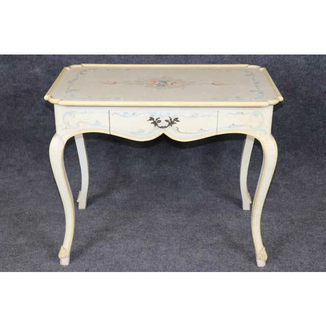 1920's Italian Paint Decorated Venetian Painted Writing Desk For Sale - Image 4 of 13