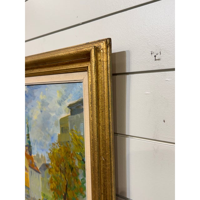 Green Oil on Canvas of City Scene in Copenhagen For Sale - Image 8 of 9