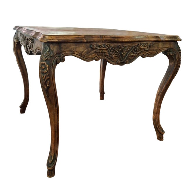 French Provincial Style Parquetry Top Table For Sale - Image 4 of 8