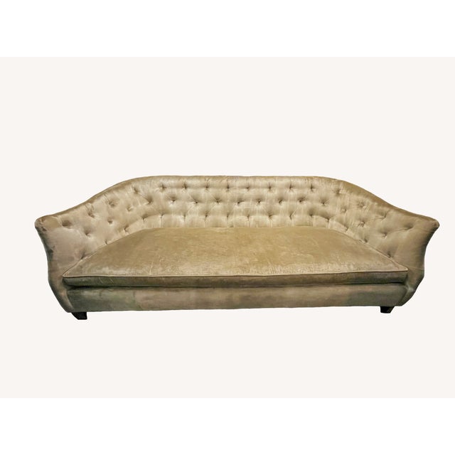 Gold Lee Industries Custom Velvet Sofa Pair - Chesterfield Style For Sale - Image 8 of 10