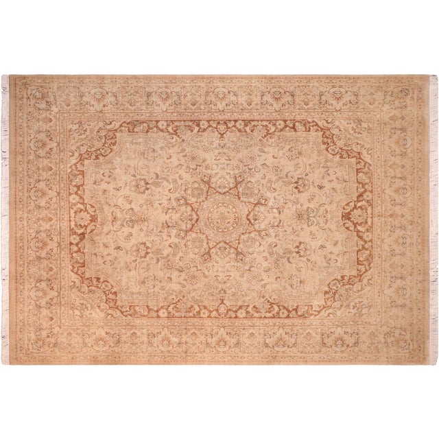 Brown Floral 1990's Pak-Persian Tan/Brown Wool Rug - 8'1'' X 10'3'' For Sale - Image 8 of 9
