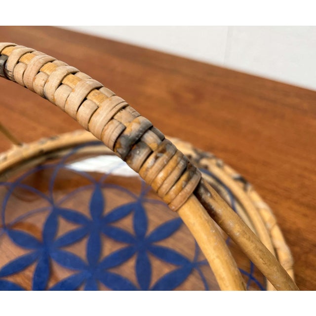 Mid-Century Modern Rattan and Glass Bowl, 1960s For Sale - Image 6 of 18