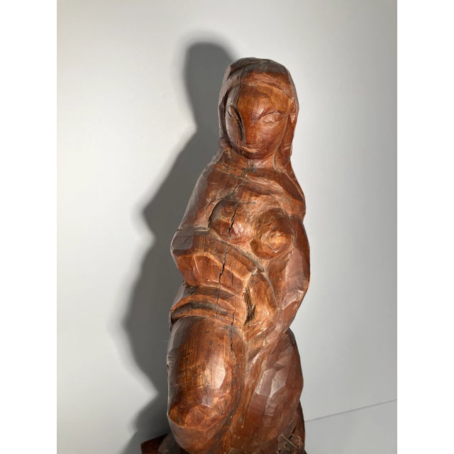 Wood 1940s Female Wooden Sculpture Signed Jose De Creeft For Sale - Image 7 of 7