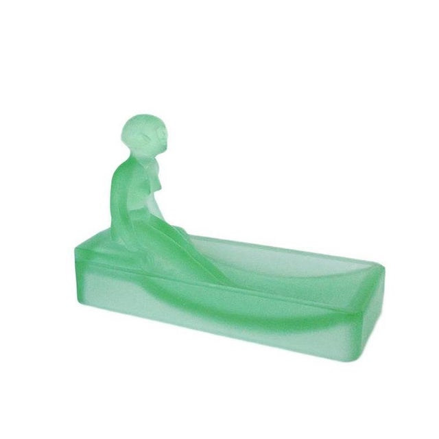 H. Hoffman Art Deco Style Green Glass Soap Dish Chairish