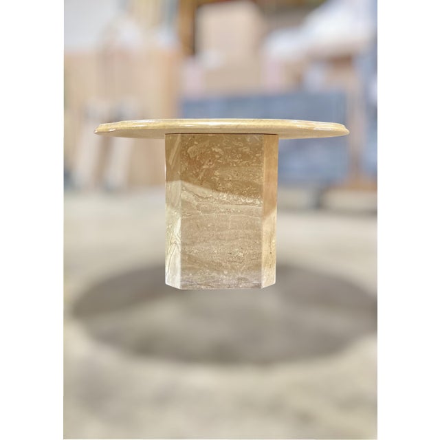 Pair of 1970s Italian Travertine Sculptural Scalloped Pedestal Tables, 27.75" For Sale - Image 14 of 18