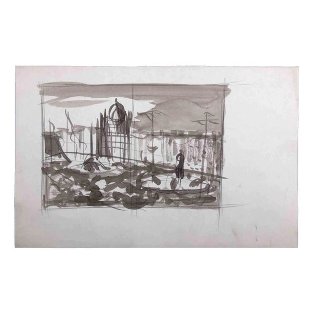 Sketches of a City, Original Drawing, Mid 20th-century For Sale
