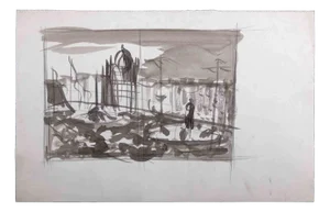 Sketches of a City, Original Drawing, Mid 20th-century