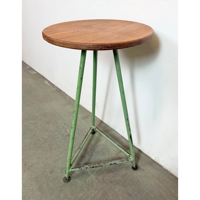 Wood Industrial Green Workshop Stool, 1960s For Sale - Image 7 of 15
