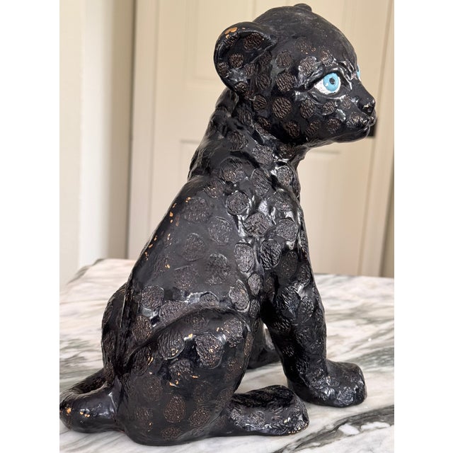 Late 20th Century Vintage Studio Art Black Leopard Figure For Sale - Image 5 of 18