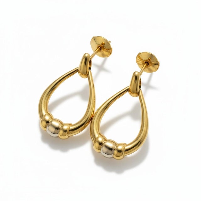 Metal Cartier Vintage 18k Yellow and White Gold Oval Door Knocker Earrings, A Pair For Sale - Image 7 of 11