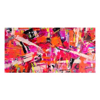 Maria Esmar, Take the Risk or Lose the Chance, Acrylic on Canvas, Set of 2 For Sale