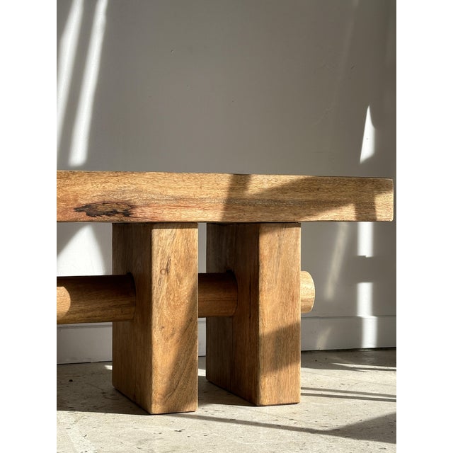 Vintage Wooden Bench with Openwork Base For Sale - Image 11 of 14