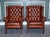 Hand-Dyed Burgundy Brown Leather Wingback Chairs, Set of 2 For Sale - Image 5 of 8