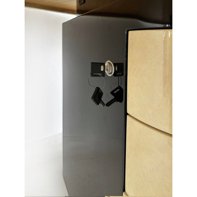 Vintage Aldo Tura Post-Modern Lacquered Parchment Desk, Italy For Sale - Image 9 of 10