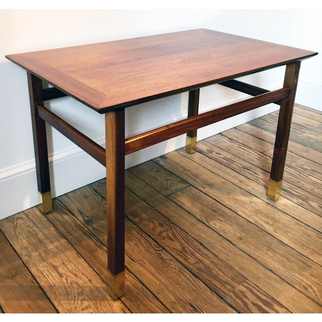 Jack Cartwright for Founders Furniture Walnut + Brass Side Table Chairish