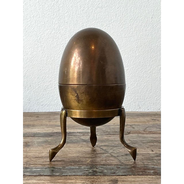 Vintage Brass Egg on Stand For Sale In West Palm - Image 6 of 12