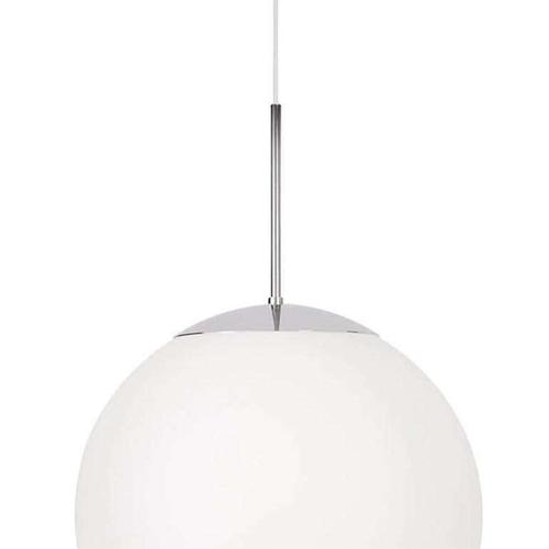 Scandinavian Opaline Glass Glob Ceiling Lamp in Chrome Finish from Konsthantverk For Sale - Image 6 of 7