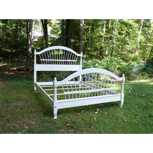French Country Vintage Ethan Allen Country French Wheatback Queen Bed Frame For Sale - Image 3 of 15