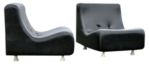 Set of Space Age Black Leatherette Lounge Chairs, 1970s