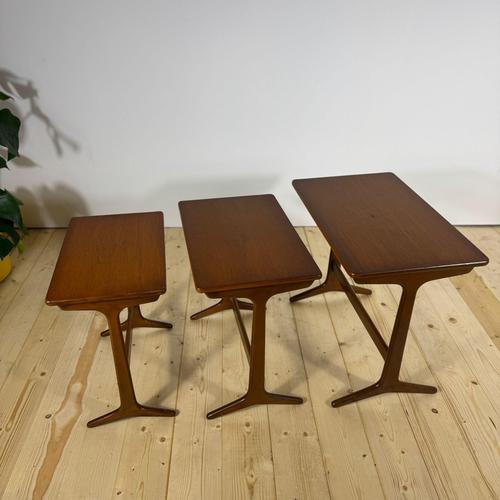 Brown Vintage Danish Teak Nesting Tables, 1960s, Set of 3 For Sale - Image 8 of 9