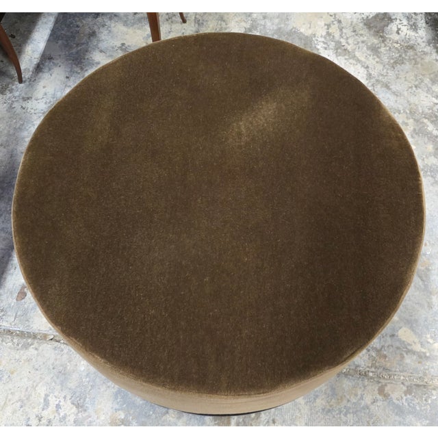 Early 21st Century A. Rudin 36" Round Mohair Ottoman For Sale - Image 5 of 13