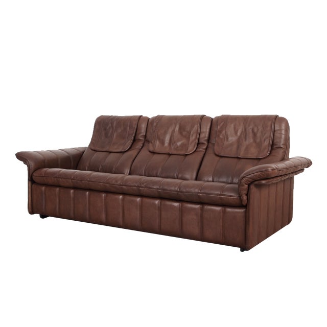 Swiss Brown Leather Sofa from de Sede, 1970s For Sale