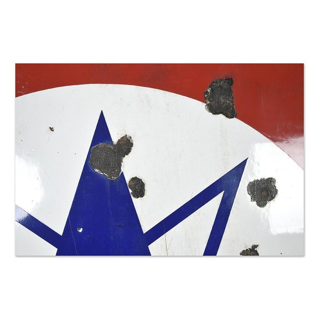 Azure Enamelled Petrol Station Plate For Sale - Image 5 of 6