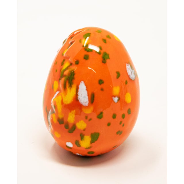 Folk Art Mid 20th Century Ceramic Glazed Eggs- Set of 2 For Sale - Image 3 of 10