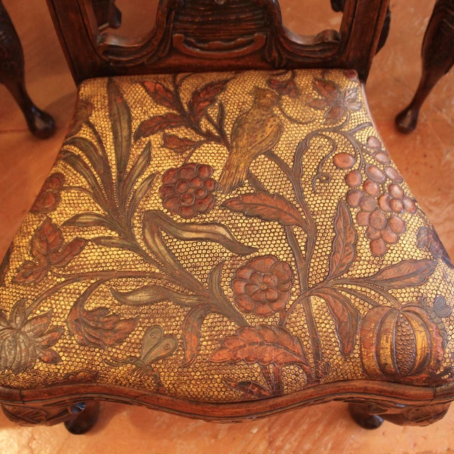 Set of Six Dining Chairs With Leather Seats, Portuguese or Spanish Rococo, 18th Century For Sale - Image 14 of 18