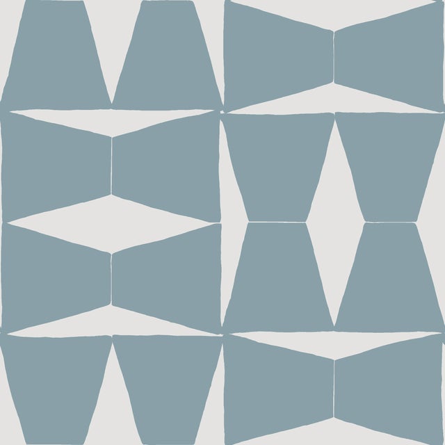 Contemporary Brancusi Wallpaper by Susan Hable in Soft Blue For Sale - Image 3 of 3