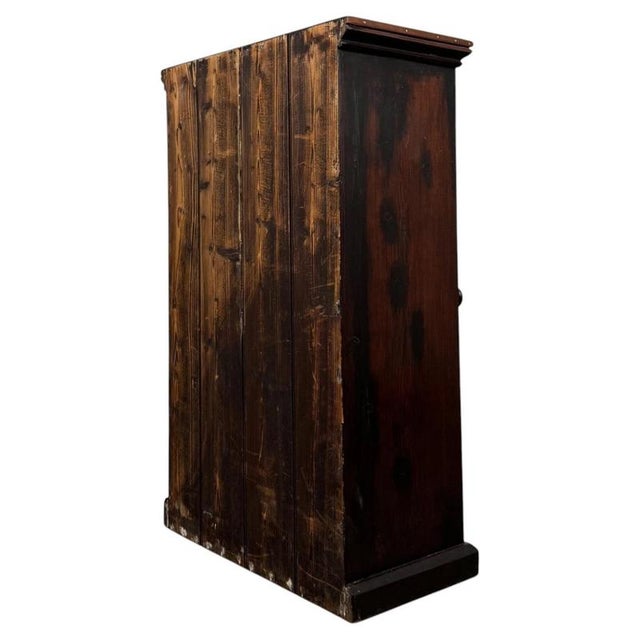 Wood Antique Early 20th Century English Edwardian Rustic Glazed Pine Vitrine For Sale - Image 7 of 11