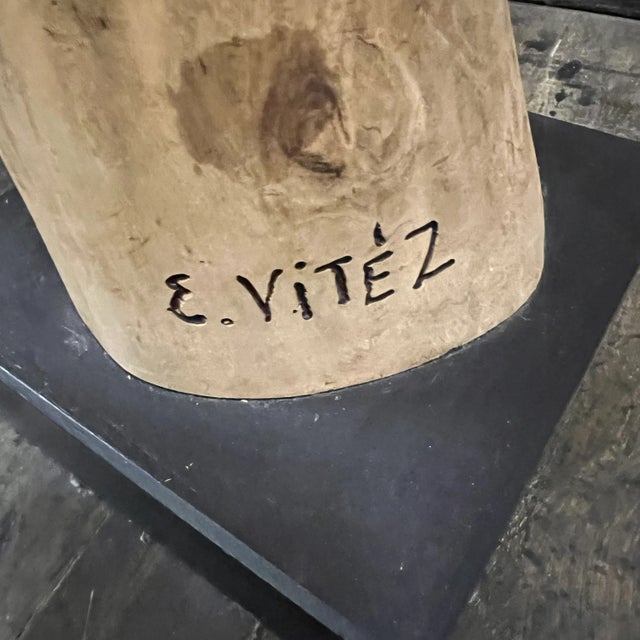 Elegant Mid-Century Female Form Walnut Sculpture on Black Base by Endre Vitez For Sale In Chicago - Image 6 of 11