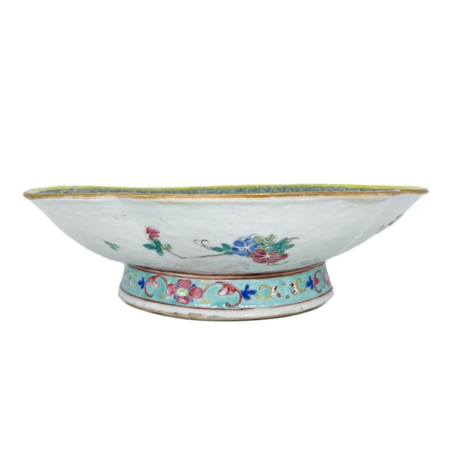 Chinese Export Porcelain Canton Famille Jeune Footed Dish, Ca. 1870 For Sale - Image 11 of 13